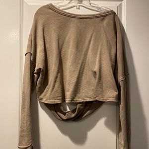 Free People Off the Shoulder Tan Sweater with Open Back